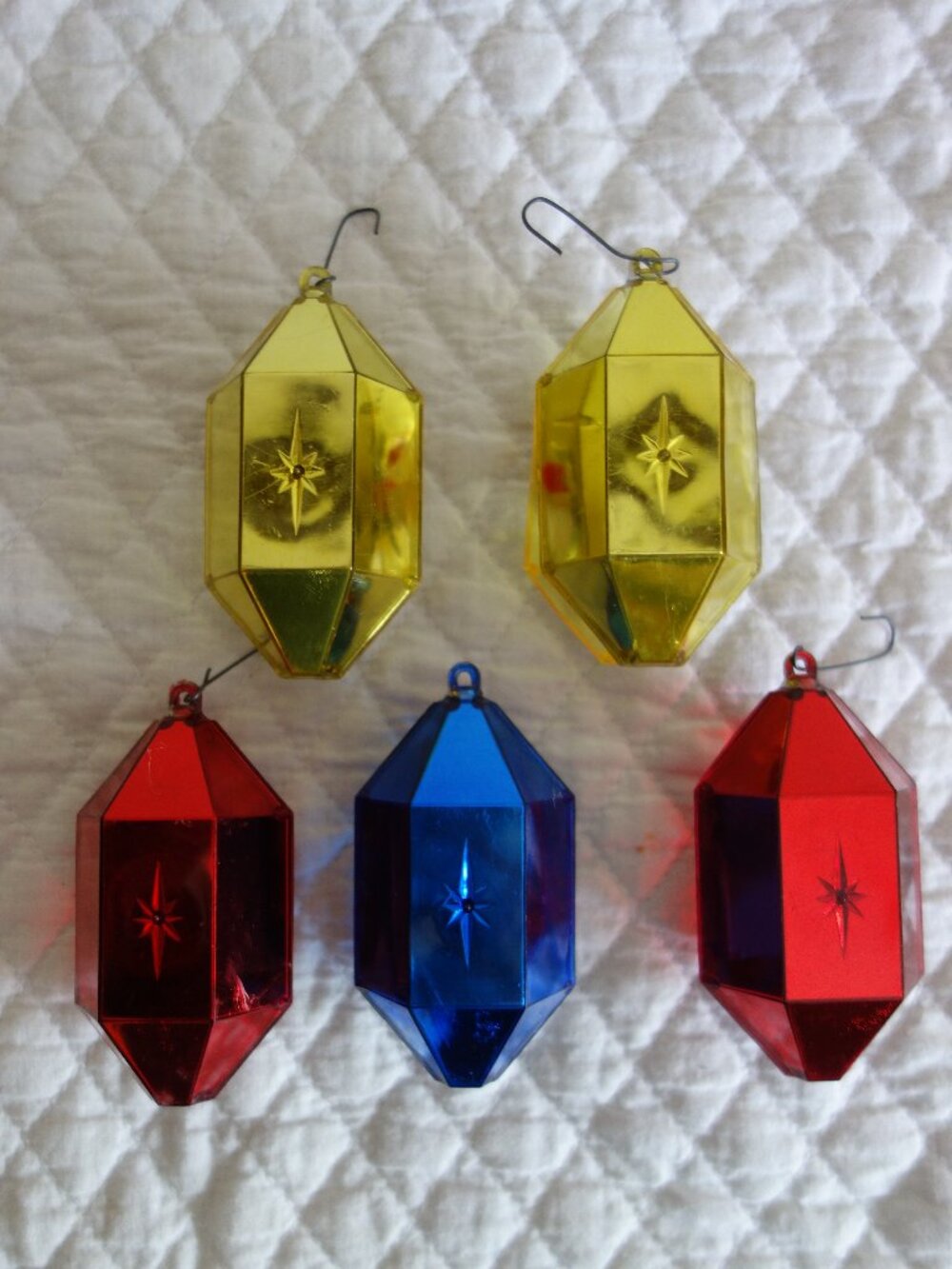 Vntg – Lot of 5 - 60’s Jewel Brite Diorama Christmas Ornaments – Santa / Wreath - Picture 2 of 6